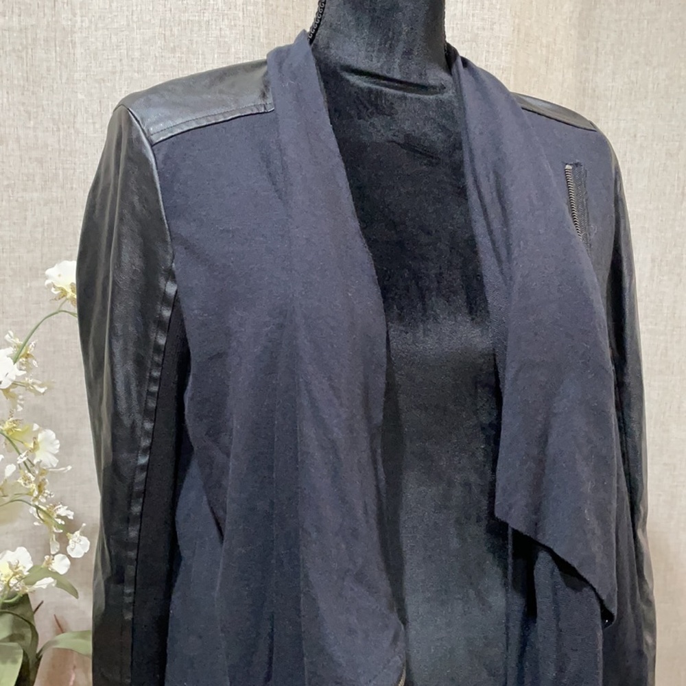 Splendid Black Jacket Size Small Leather & Fabric - image 2